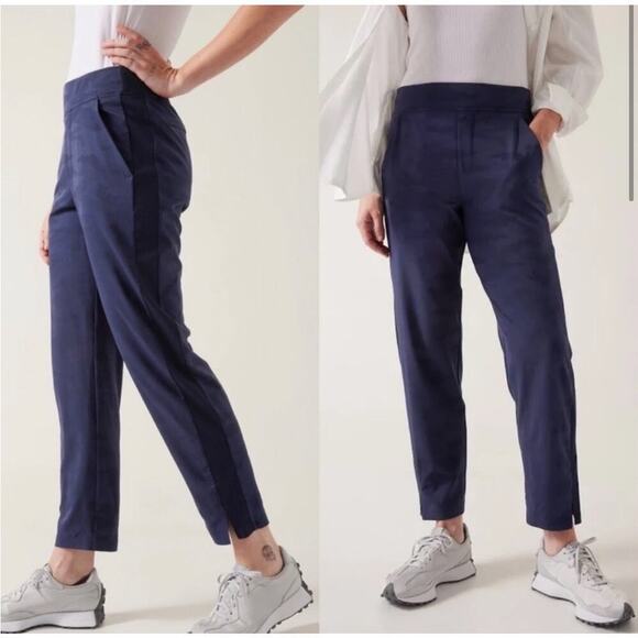 Athleta Women’s Brooklyn Ankle Pants - Navy Blue Camouflage - Stretch - size 4 - Picture 1 of 7